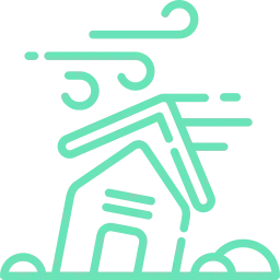 Hurricane damage restoration icon with a hurricane swirl, symbolizing expert recovery from wind and surge.