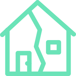 Severe weather damage restoration icon with storm clouds, symbolizing expert recovery from floods and winds